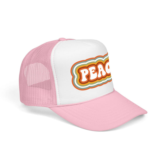 Kids Retro Peace Trucker Hat Boho - Youth Snapback Cap