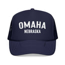 Kids Omaha, Nebraska Trucker Hat - Youth Snapback Cap on white background