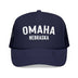 Kids Omaha, Nebraska Trucker Hat - Youth Snapback Cap on white background