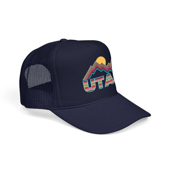 Kids Utah Retro Mountain Trucker Hat - Youth Snapback Cap