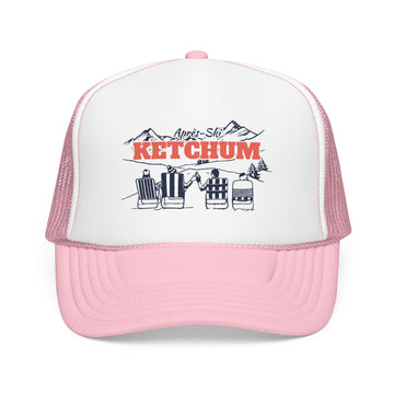 Buy light-pink-white Ketchum, Idaho Après-ski Trucker Hat — Foam Mesh Cap