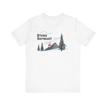Buy white Stowe, Vermont T-Shirt - Retro Ski Mountain Gondola Unisex Stowe Shirt