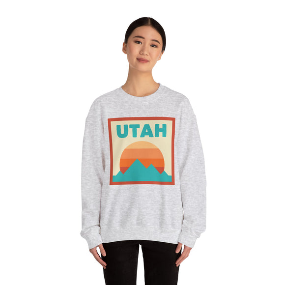 Retro Utah Sweatshirt, Mountain Sun Design, Unisex Crewneck, Gift for Outdoorsy Friends, Vintage Utah Jumper