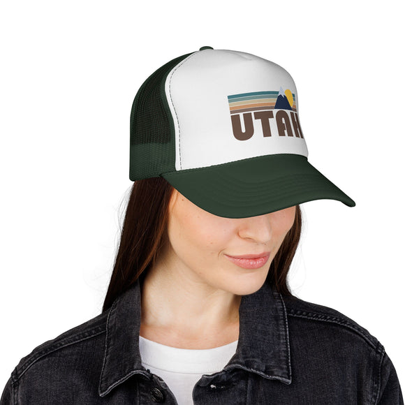 Utah Retro Mountains Trucker Hat - Vintage Style Utah Cap
