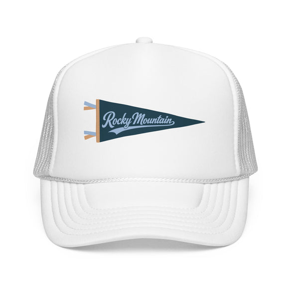 Rocky Mountain National Park Pennant Trucker Hat — Vintage Foam Mesh Cap