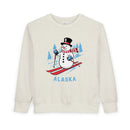 Alaska Toddler Sweatshirt - Skiing Snowman Alaska Toddler Crewneck Sweatshirt-1