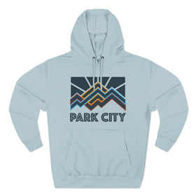 Buy blue-mist Park City, Utah Hoodie - Retro Mountain Unisex Sweatshirt