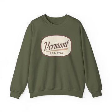 Buy military-green Vermont Sweatshirt - Unisex Retro Vermont Crewneck Sweatshirt