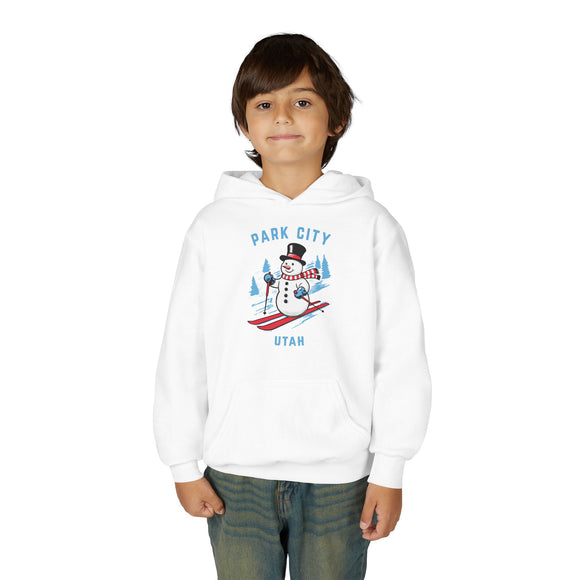 Park City, Utah Youth Hoodie - Skiing Snowman Kids Park City Hooded Sweatshirt
