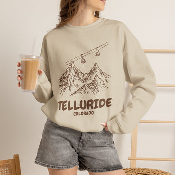 Telluride, Colorado Mountain Gondola Sweatshirt, Travel Graphic