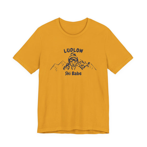 Ludlow, Vermont Ski Babe T‑Shirt - Retro Skiing Graphic Tee