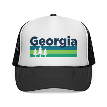 Georgia Retro Trees Trucker Hat - Vintage Style Georgia Cap