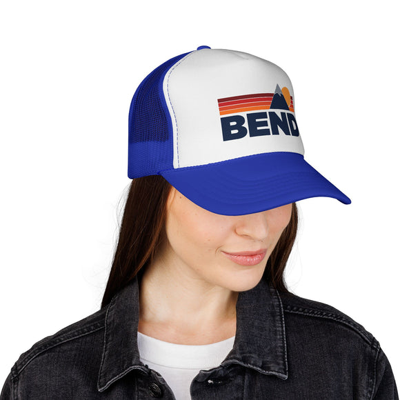 Bend, Oregon Retro Mountains Trucker Hat - Vintage Style Bend Cap