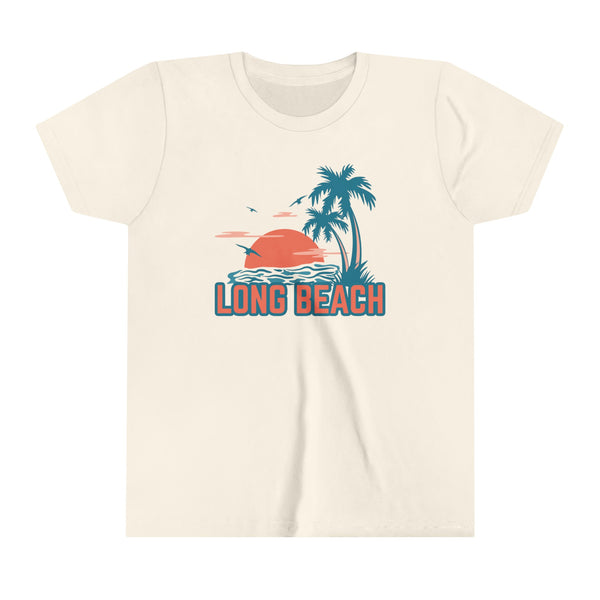 Long Beach, California Youth Shirt - Retro Palm Tree Long Beach Kid's T-Shirt