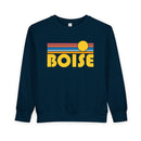 Boise, Idaho Toddler Sweatshirt - Retro Sun Boise Toddler Crewneck Sweatshirt-4