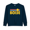 Boise, Idaho Toddler Sweatshirt - Retro Sun Boise Toddler Crewneck Sweatshirt