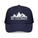 Kids Ski Colorado Trucker Hat - Youth Snapback Cap on white background