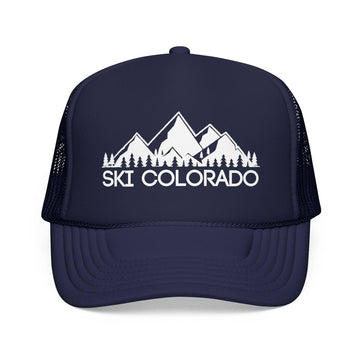 Kids Ski Colorado Trucker Hat - Youth Snapback Cap on white background