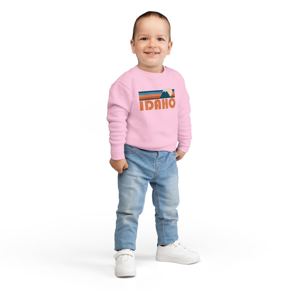 Idaho Toddler Sweatshirt - Retro Mountain Idaho Toddler Crewneck Sweatshirt