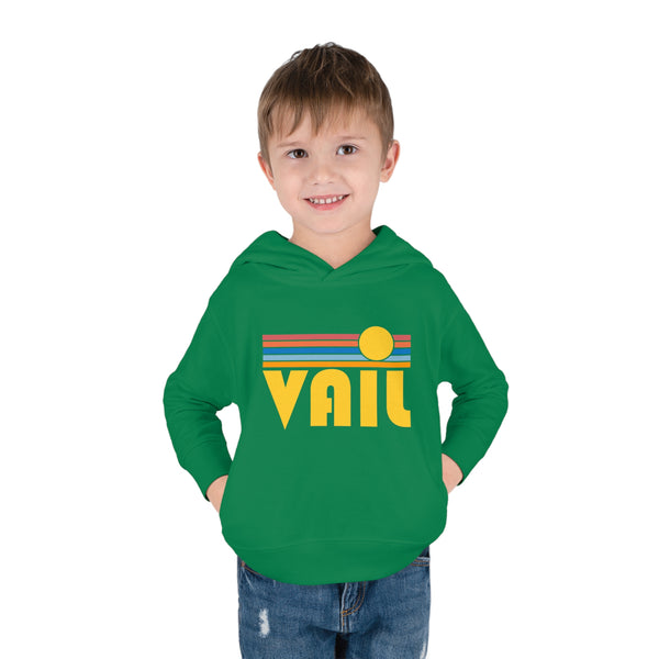 Vail, Colorado Toddler Hoodie - Retro Sunrise Unisex Vail Toddler Sweatshirt