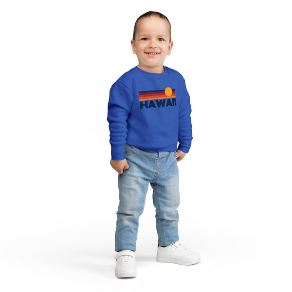 Hawaii Toddler Sweatshirt - Retro Sun Hawaii Toddler Crewneck Sweatshirt