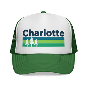 Charlotte, North Carolina Retro Trees Trucker Hat - Vintage Style Charlotte Cap - 0