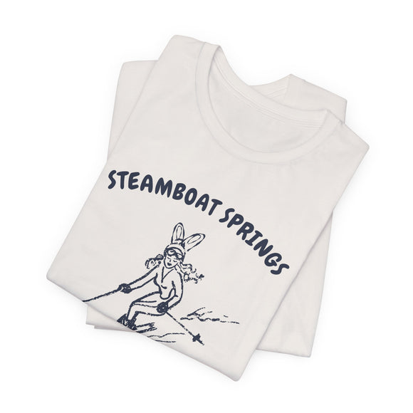 Steamboat Springs, Colorado Ski Bunny T‑Shirt — Retro Skiing Graphic Tee