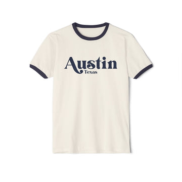 Austin, Texas Cotton Ringer Graphic Tee - Unisex Austin T Shirt, Vintage Style Tee, Men's/Women's Tee
