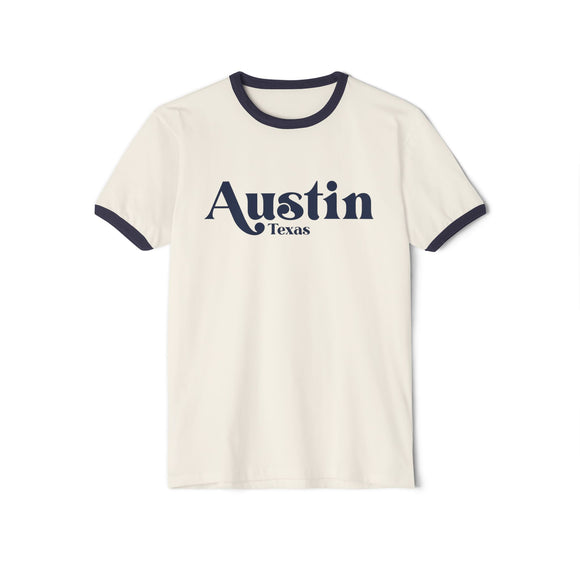 Austin, Texas Cotton Ringer Graphic Tee - Unisex Austin T Shirt, Vintage Style Tee, Men's/Women's Tee