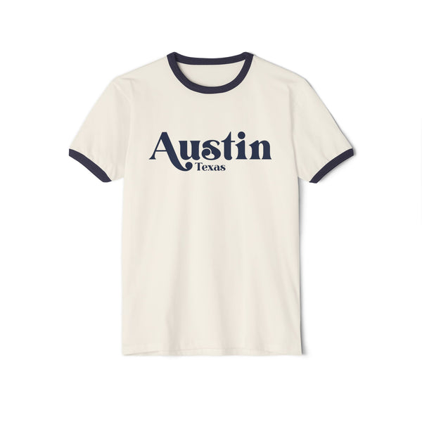 Austin, Texas Cotton Ringer Graphic Tee - Unisex Austin T Shirt, Vintage Style Tee, Men's/Women's Tee