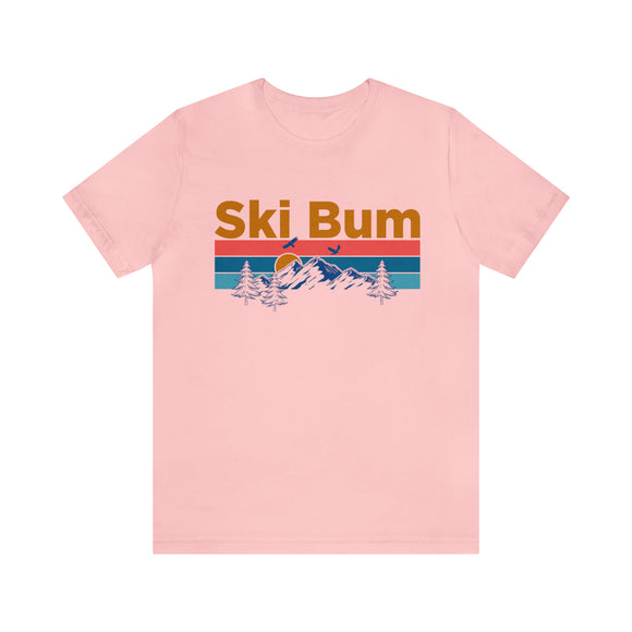 Ski Bum T-Shirt - Mountain Sunset Unisex Ski Bum Shirt