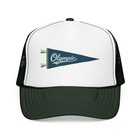 Olympic National Park Pennant Trucker Hat — Vintage Foam Mesh Cap