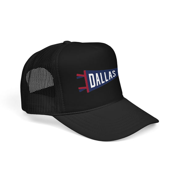 Dallas, Texas Pennant Trucker Hat — Retro Flag Foam Cap