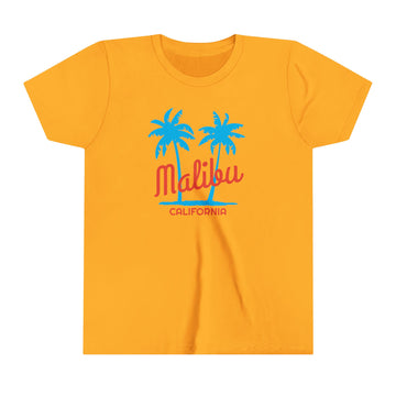 Buy gold Malibu, California Youth Shirt - Retro Palm Tree Malibu Kid's T-Shirt