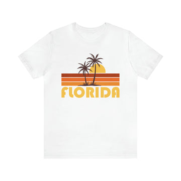 Buy white Florida T-Shirt - Retro Unisex Florida Shirt - Palm Stripe Sunset