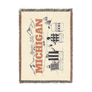 Michigan Ski Town Throw Blanket | Mountain Woven Blanket-3