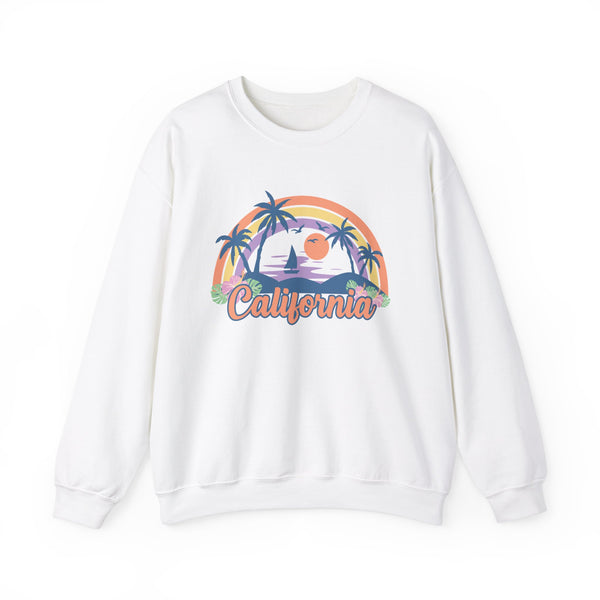 California Sweatshirt - Unisex Retro Beach California Crewneck Sweatshirt
