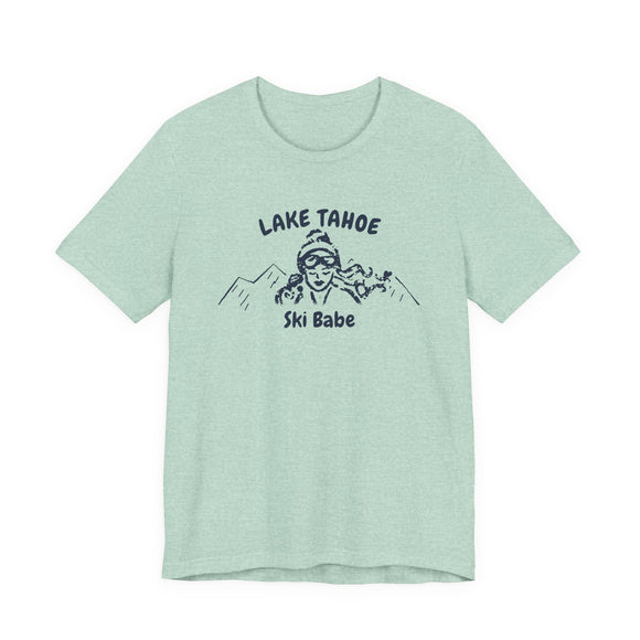 Lake Tahoe, California Ski Babe T‑Shirt - Retro Skiing Graphic Tee