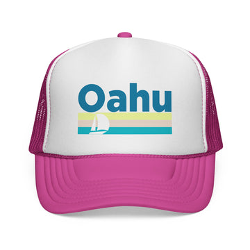 Buy pink Oahu, Hawaii Retro Sailboat Trucker Hat