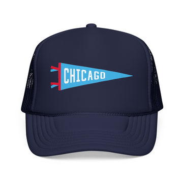 Chicago, Illinois Pennant Trucker Hat — Retro Flag Foam Cap