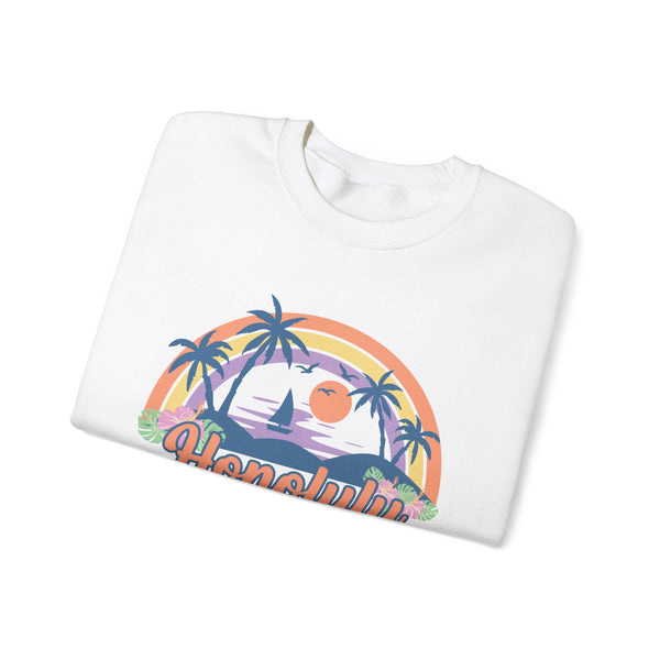 Honolulu, Hawaii Sweatshirt - Unisex Retro Beach Crewneck Honolulu Sweatshirt