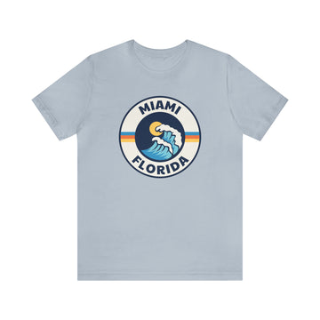 Buy light-blue Miami, Florida T-Shirt - Retro Unisex Miami Shirt - Wave Circle