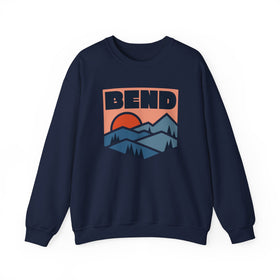 Buy navy Bend, Oregon Sweatshirt Retro Mountains, Bend Unisex Graphic Crewneck