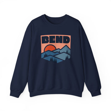 Buy navy Bend, Oregon Sweatshirt Retro Mountains, Bend Unisex Graphic Crewneck