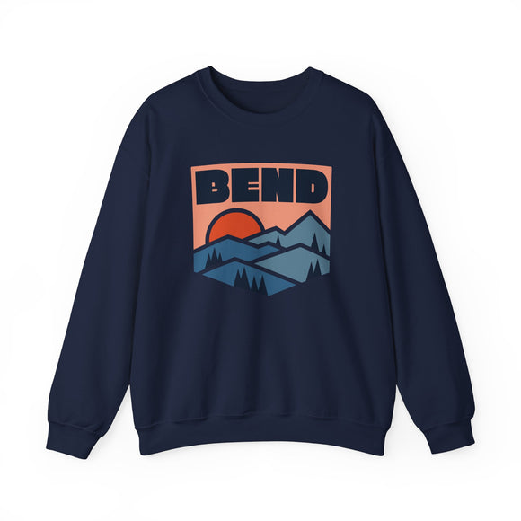 Bend, Oregon Sweatshirt Retro Mountains, Bend Unisex Graphic Crewneck