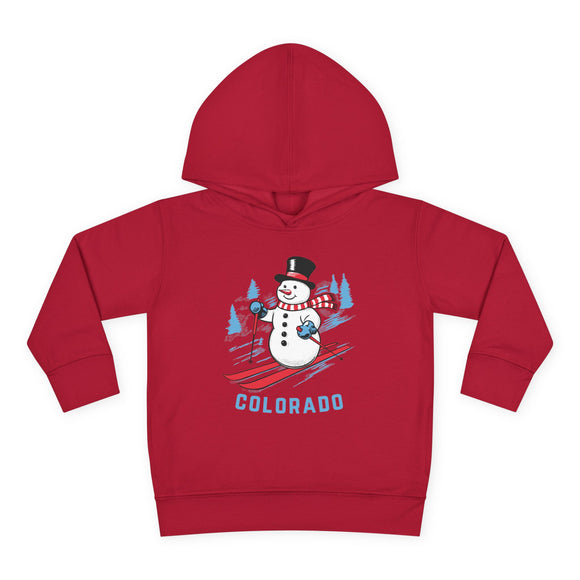 Colorado Toddler Hoodie - Unisex Skiing Snowman Colorado Sweatshirt
