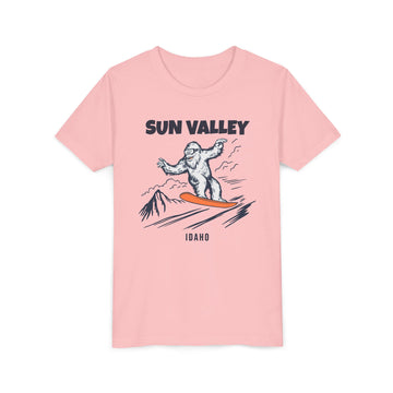 Buy pink Sun Valley, Idaho Yeti Snowboard Youth Tee - Kids Skiing Shirt