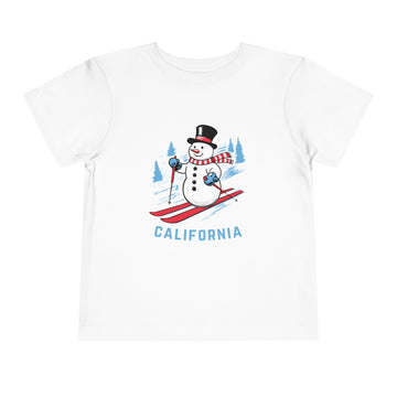 California Toddler Skiing Snowman Graphic Tee - Kids California T-Shirt