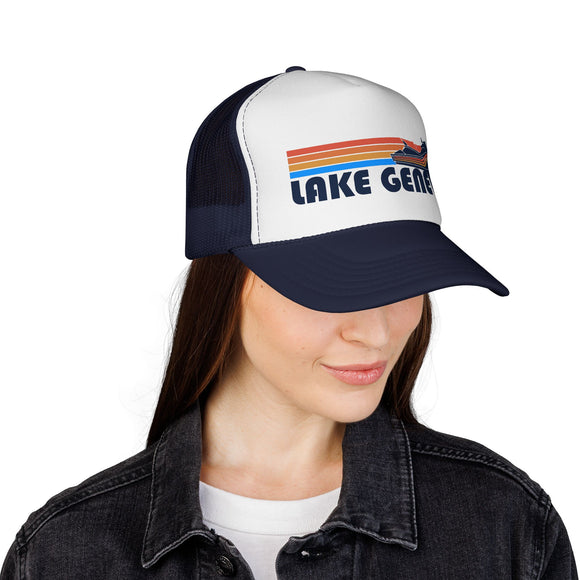 Lake Geneva, Wisconsin PWC Boating Trucker Hat - Vintage Style Lake Geneva Cap