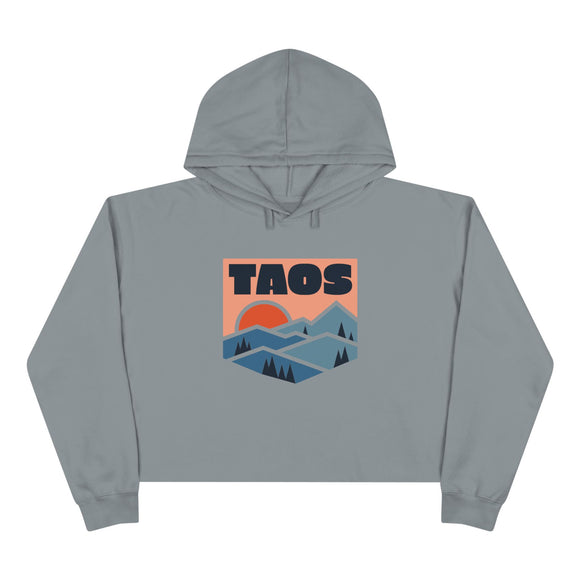 Women's Taos, New Mexico Crop Hoodie - Premium Mountain Crop Sweatshirt